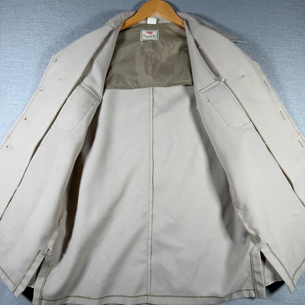 Levis Panatela Vintage 70s Safari Shirt Jacket Tan Beige Disco Collar Mens Large - Picture 5 of 12